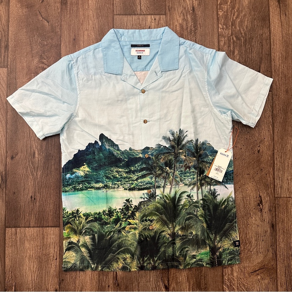 Roark Hinano Short Sleeve Button Up Shirt Gonzo Otenamu Size M Blue Green